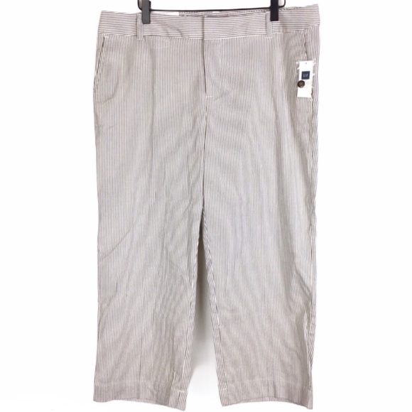 GAP Pants Crop Capri Curvy Fit Striped Classic Neutral Minimalist Plus Size 14 - Picture 1 of 8
